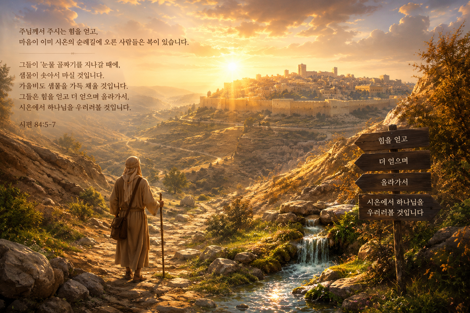 눈물 골짜기를 지나 시온으로 가는 사람들